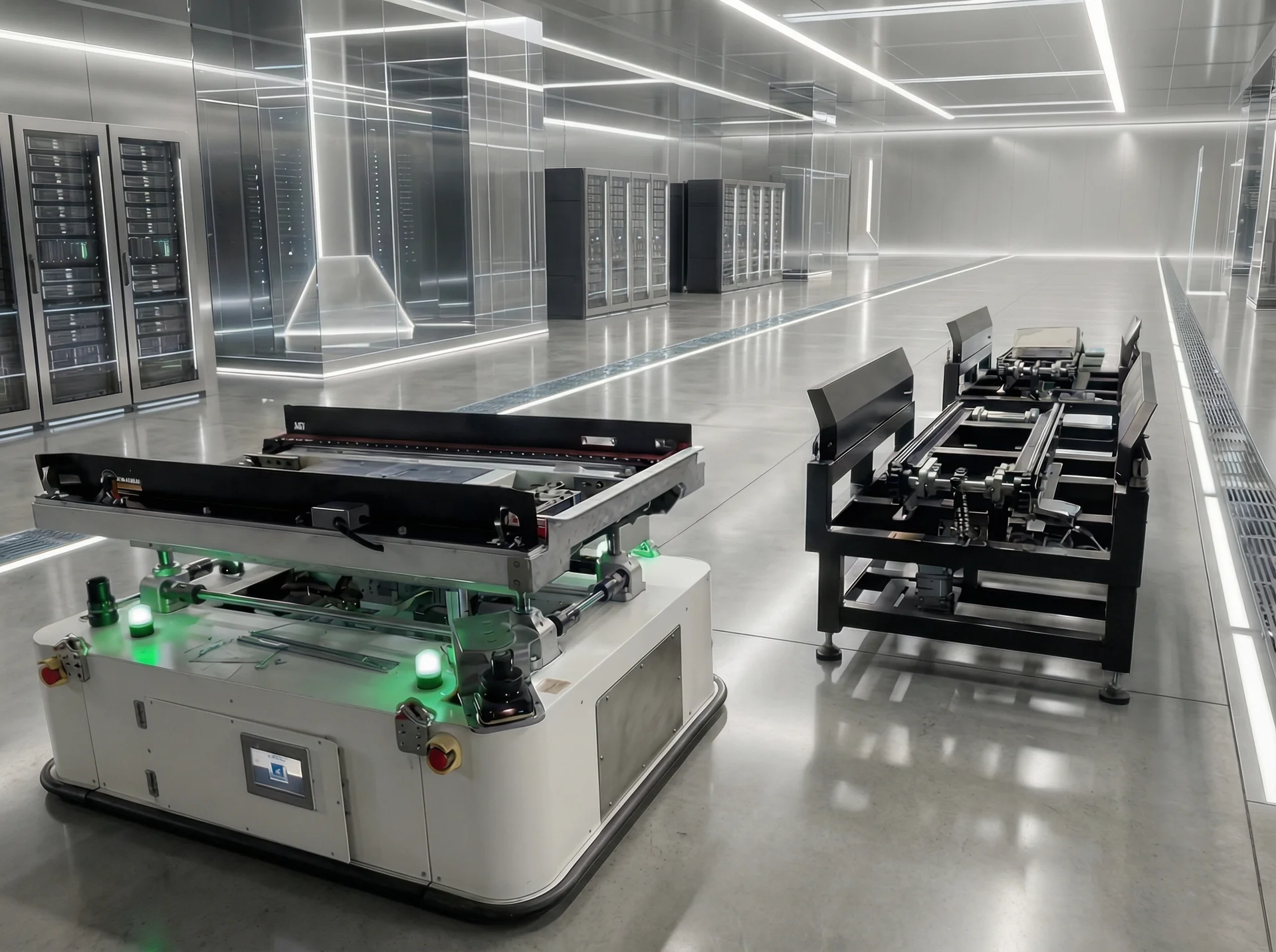 AGV自動導引車在工廠內執行物料搬運作業